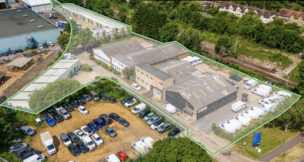 Aerial view of the industrial estate in Letchworth Garden City
